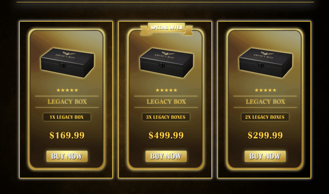 Legacy Box checkout page